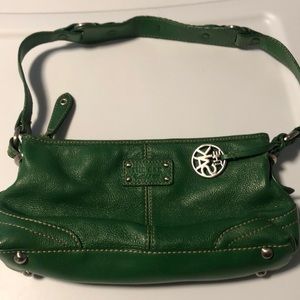 Green leather handbag